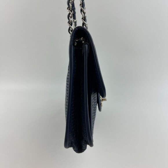 Chanel CC Logo Quilted Shoulder Bag Navy Leather Vintage - Picture 6 of 16